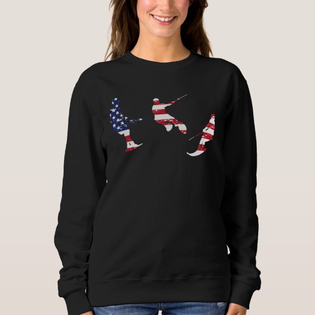 Water Skiers Usa Flag American Water Skiing T Shirt (Framsida)
