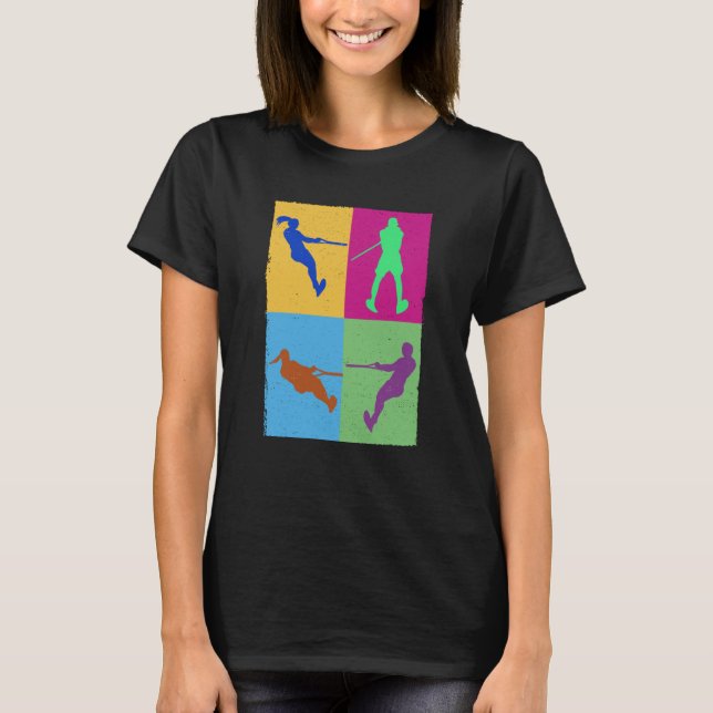 water skiing cute girl colerful women colerful Wat T Shirt (Framsida)