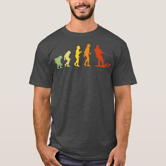 Water Skiing Evolution Funny Water Skier T Shirt (Framsida)