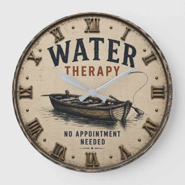 Water Therapy Rustic Fisherman Gift  Stor Klocka (Framsida)