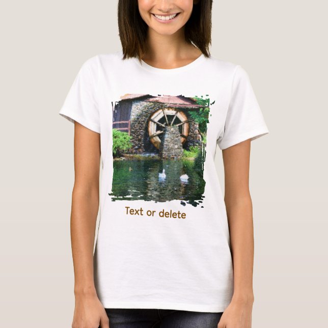 Water Wheel Pond Seurat Painting Art Personalized T Shirt (Framsida)