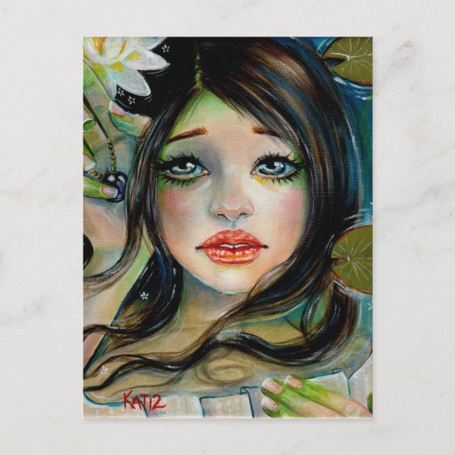 Waterbabe och vykort för svart pärlgods (Framsida)