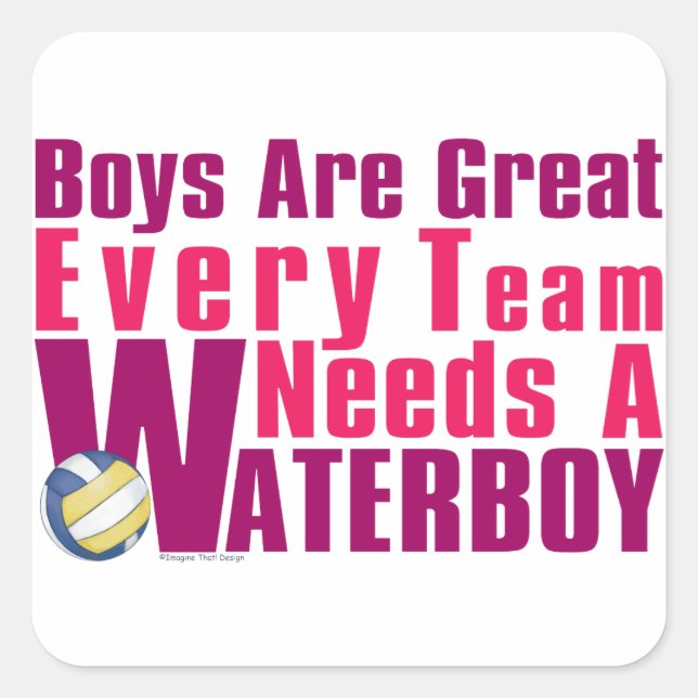 Waterboy Volleyball i Rosa Fyrkantigt Klistermärke (Framsida)
