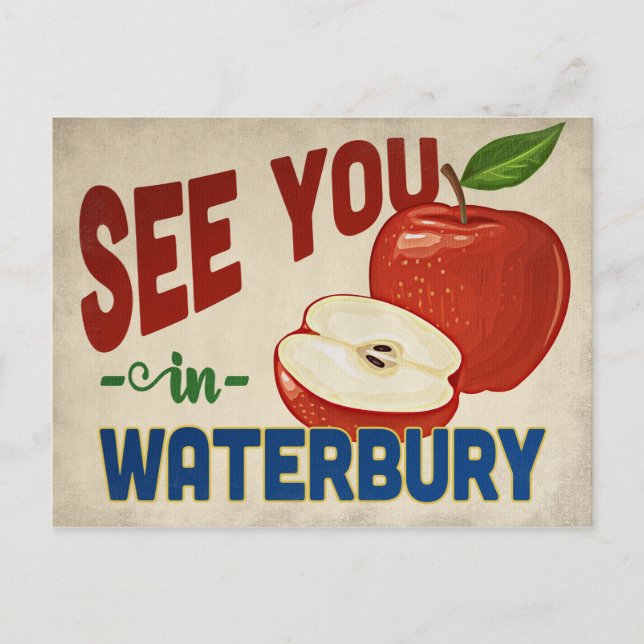 Waterbury Connecticut Apple - Vintage resor Vykort (Framsida)