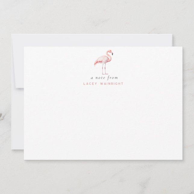 Waterccolor Flamingo Personlig Stationery Anteckningskort (Framsida)