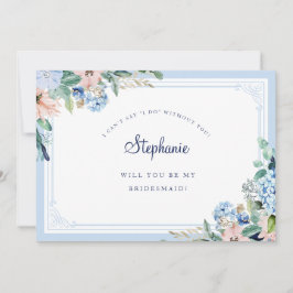 Watercol Blommigt Blue Rosa Elegant Bridesmaid Inbjudningar