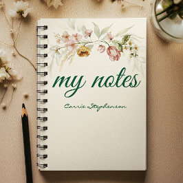 Watercolor 1600s Floral Swag Flowers Spiral Anteckningsbok