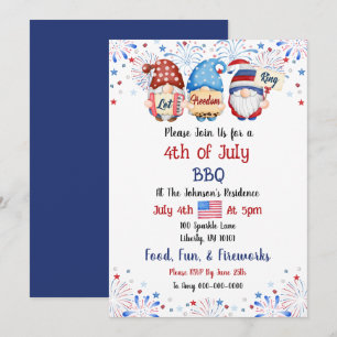 Watercolor 4 juli BBQ-fest Inbjudningar