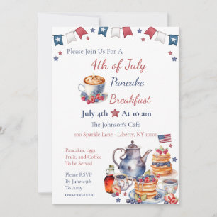 Watercolor 4 juli Brunch Inbjudningar