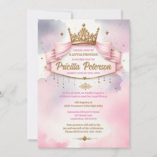 Watercolor A Little Princess Baby Shower Party Inbjudningar