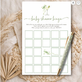 Watercolor A Tini One Bow Baby Shower Bingo Game