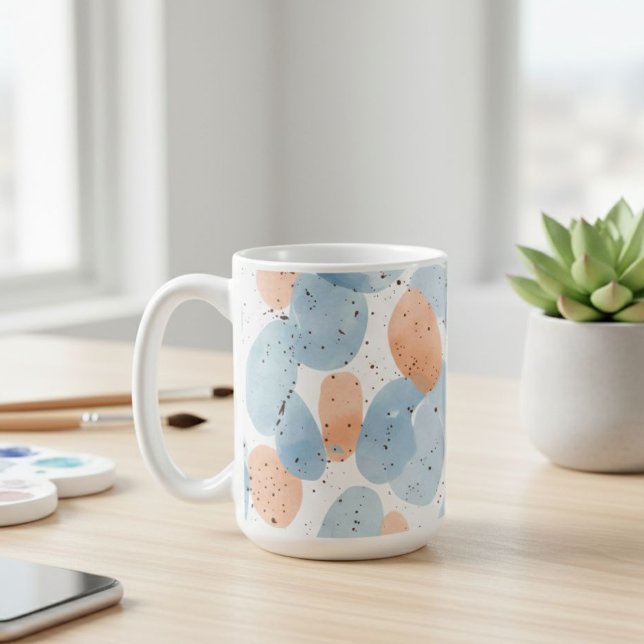 Watercolor Abstract Pebble Shapes Pattern Coffee  Kaffemugg (Skapare uppladdad)