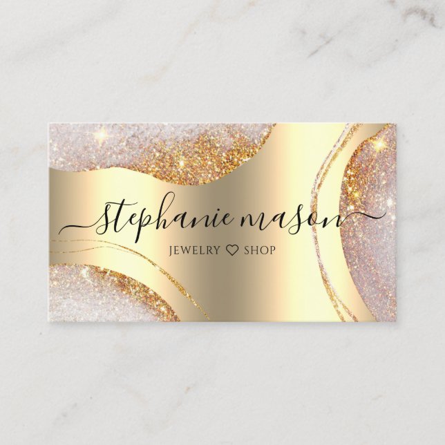 Watercolor Abstrakt Guld Glitter Metallic Guld (Framsida)