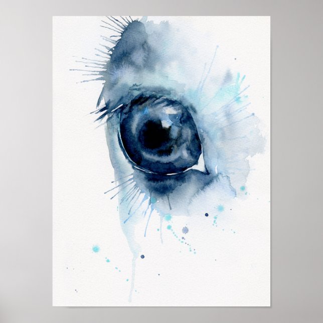 Watercolor Abstrakt Horse Öga Poster (Framsidan)