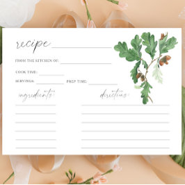 Watercolor acorn gren - recept card