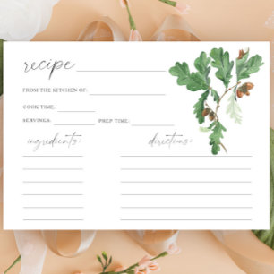 Watercolor acorn gren - recept card