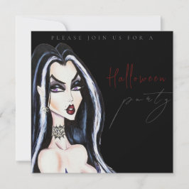 Watercolor Adult Black Halloween Party Invitation Inbjudningar