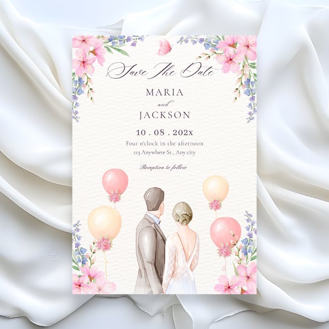 Watercolor Aesthetic wedding  Spara Datumet (Skapare uppladdad)