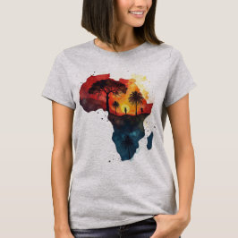 Watercolor Africa Sunset Silhouette Art Print T Shirt
