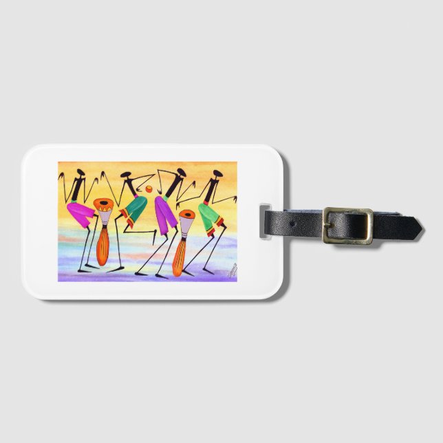 Watercolor, African Art Expressing Happiness  Bagagebricka (Framsida horisontal)