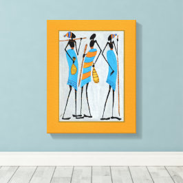 Watercolor, African Art, Maasai Warriors Canvastryck