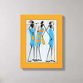 Watercolor, African Art, Maasai Warriors Canvastryck