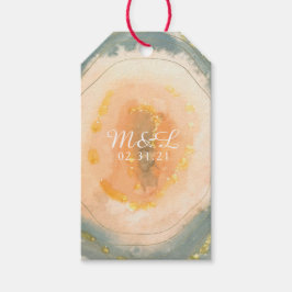 Watercolor Agate Coral Geodes Bröllop Presentetikett