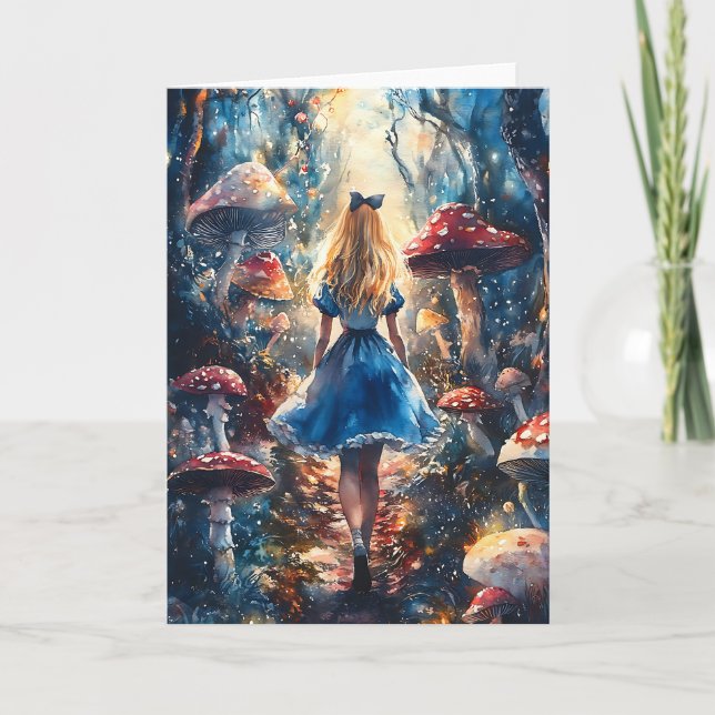 Watercolor Alice i Wonderland Kort (Framsida)