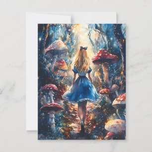 Watercolor Alice i Wonderland Vykort