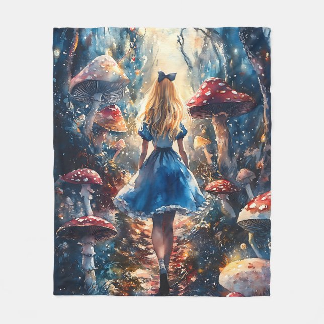 Watercolor Alice in Wonderland Fleecefilt (Framsidan)