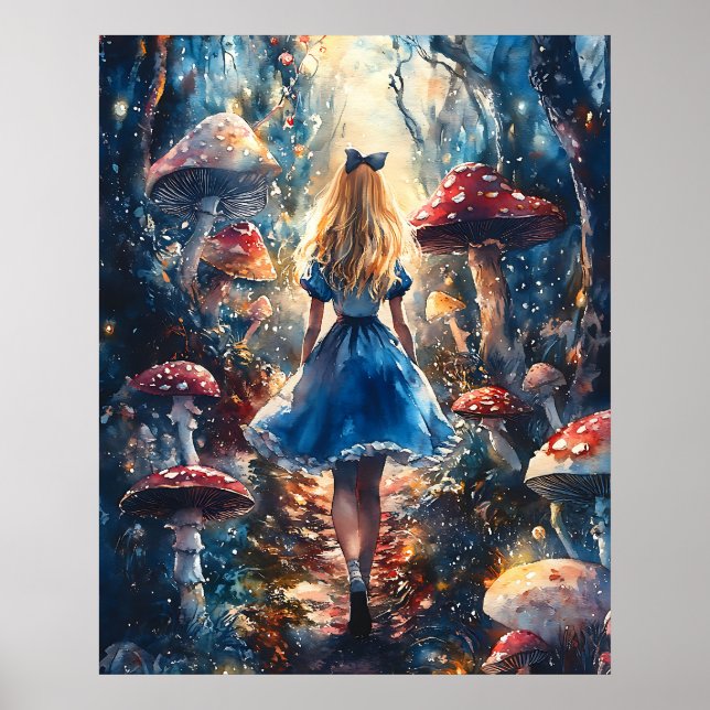 Watercolor Alice in Wonderland Poster (Framsidan)