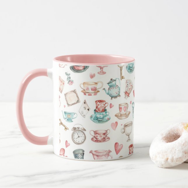 Watercolor Alice Pattern  Mugg (Med munk)