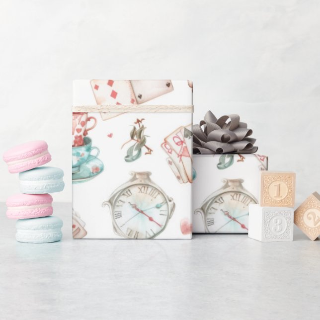 Watercolor Alice Pattern  Presentpapper (Baby Shower)