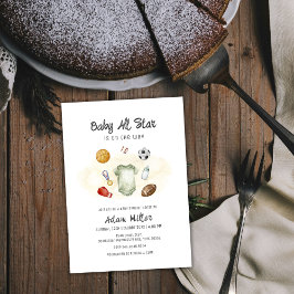 Watercolor All Star Sports Baby Shower Invitation Inbjudningar