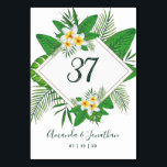 Watercolor Aloha Beach Wedding Bordsnummer<br><div class="desc">Vattentärsfärgning av tropisk bladbetsbröllopskort med handskriftstypografi anpassade till dina händelsespecifikationer.</div>