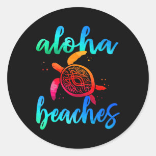 Watercolor Aloha Beacher Turtle Shirt Hawaiin Sea Runt Klistermärke