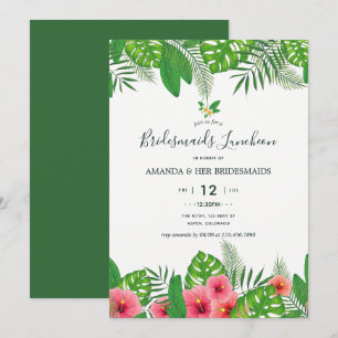 Watercolor Aloha Luau Bröllop Bridemaids Luncheon Inbjudningar