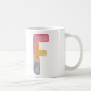 WATERCOLOR ALPHABET MONOGRAM BREV 'F' MUGG