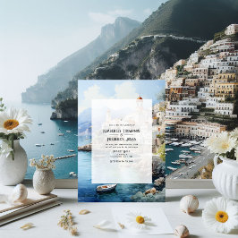 Watercolor Amalfi Kusten Italien Destination Weddi Inbjudningar