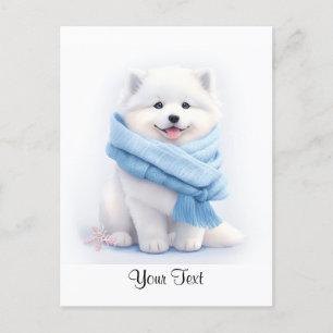 Watercolor American Eskimo Puppy Hund Personized Vykort