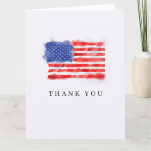 Watercolor American Flagga - tackkort