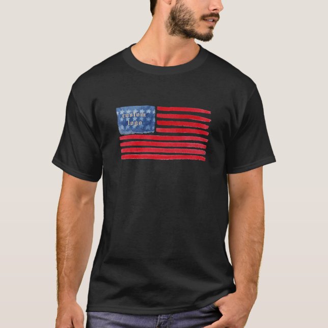 Watercolor American Flagga Tee - Anpassningsbar Te (Framsida)