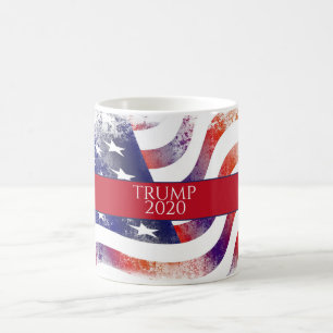 Watercolor American Flagga Trump 2020 Kaffemugg
