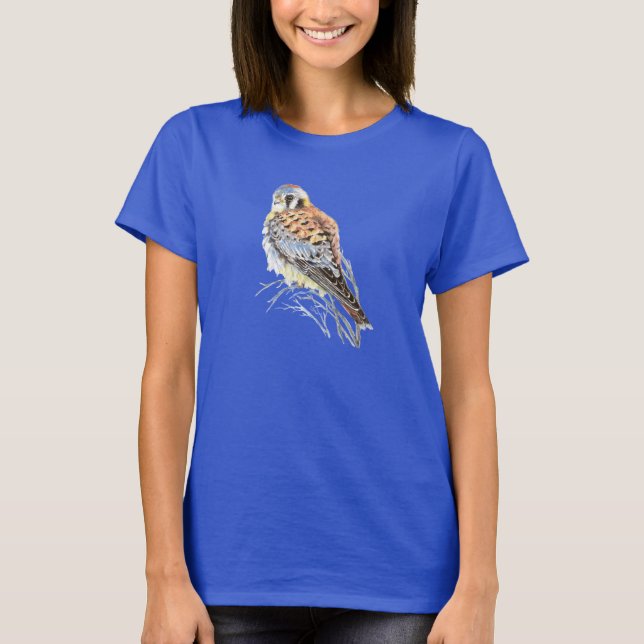 Watercolor American Kestrel Falcon Bird Hawk Tee (Framsida)