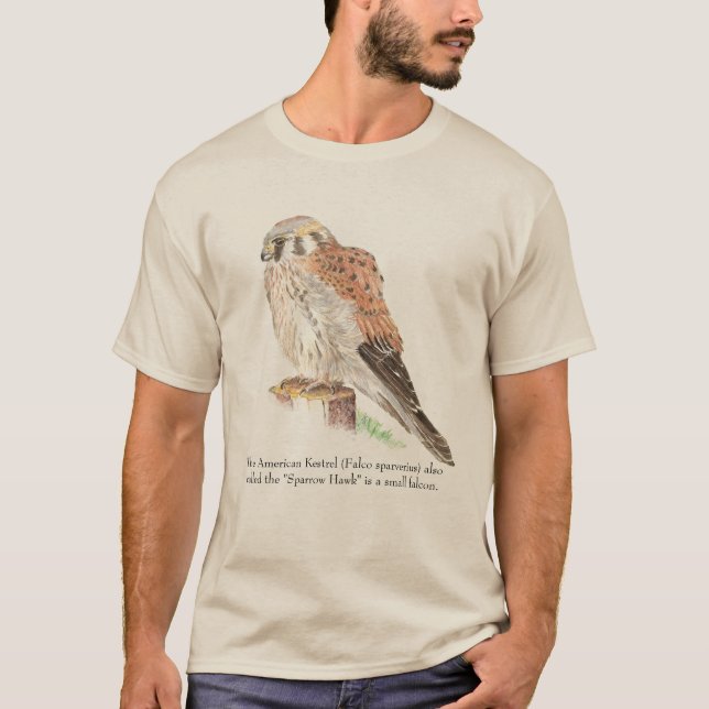 Watercolor American Kestrel Wildlife, Nature Bird T Shirt (Framsida)