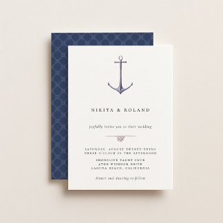 Watercolor Anchor Nautical Wedding Invitation Meddelande