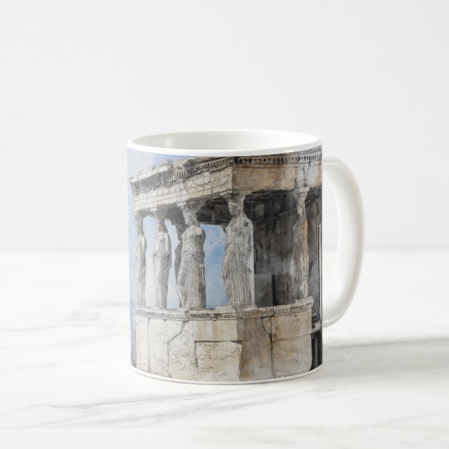 Watercolor Ancient Aten Coffee Mugg - Grekiska rui (Framsida höger)
