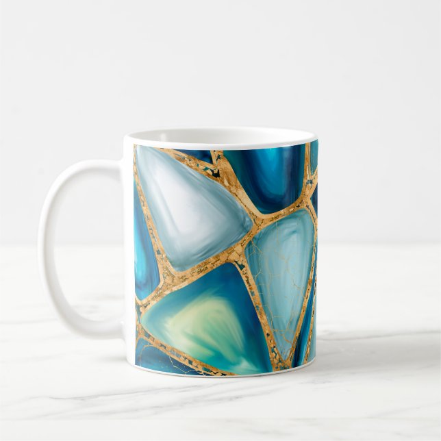 Watercolor and gold cells - ocean kaffemugg (Vänster)