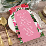Watercolor Anemone Arch Rosa Bröllop Meny<br><div class="desc">Vattenfärgsanemondesign med rosa båge och vit text.</div>