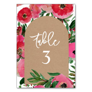 Watercolor Anemone Cardstock Arch Bröllop Bordsnummer